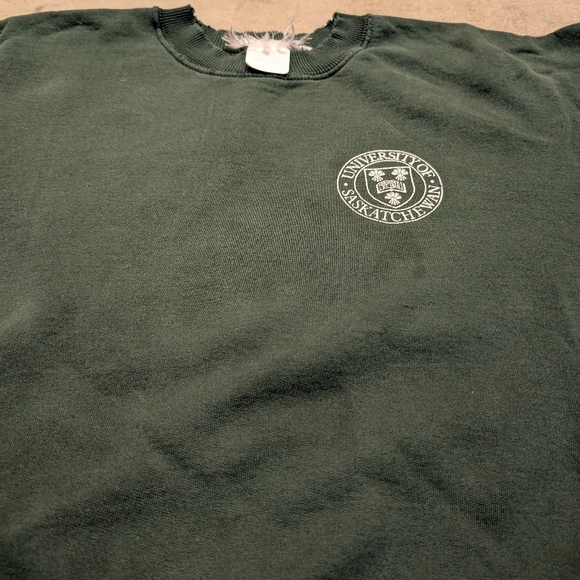 VTG University Of Saskatchewan Crew Neck Flaws Mens L-XL? Green - Picture 5 of 9